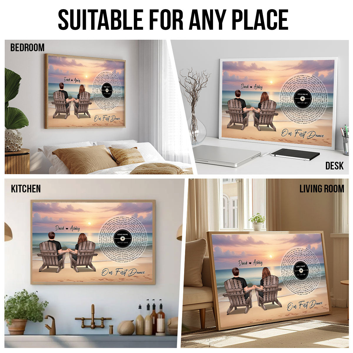 You And Me Beach Landscape Favorite Song Vinyl Lyrics Personalized Poster, Heartfelt 2025 Gift, Anniversary Gift, Birthday Gift For Him, For Her, Boyfriend, Girlfriend, Husband, Wife