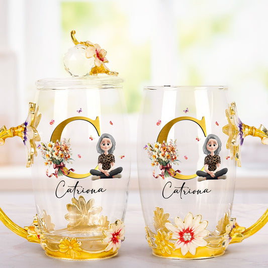 Self Gift Birthday Gift Mother's Day Gift For Her - Personalized Enamel Flower Tea Cup