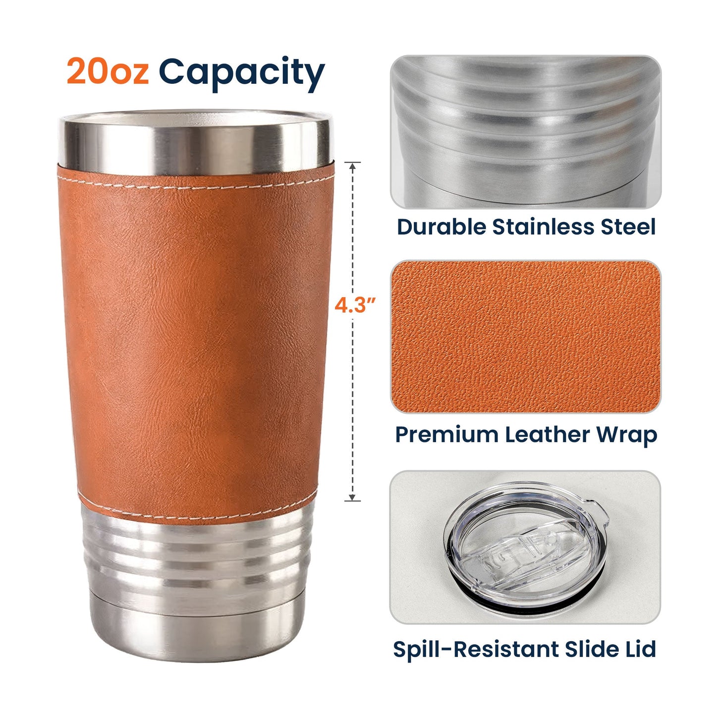 Service Human - Dog New Version - Personalized 20oz Leather Wrapped Tumbler