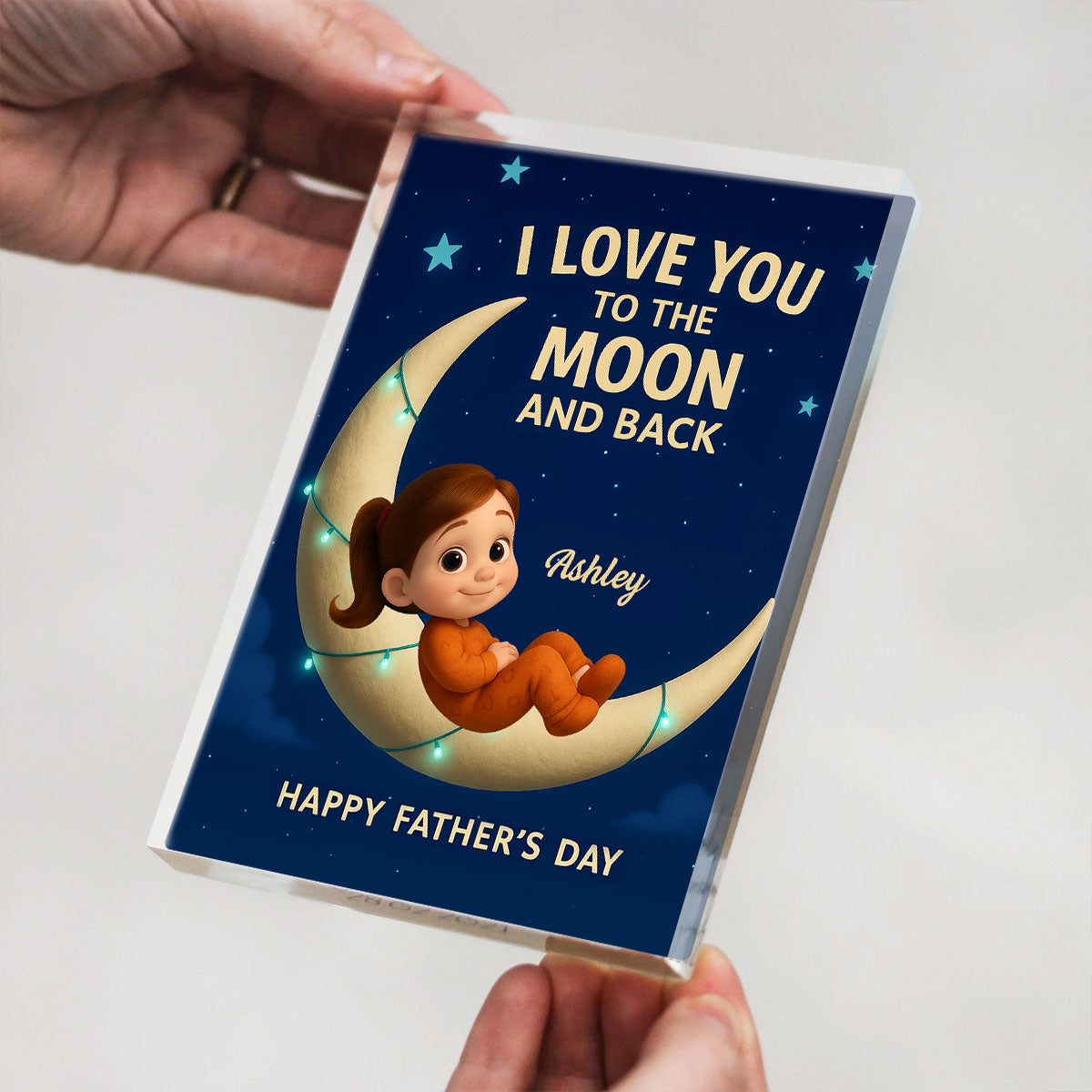 I Love You to the Moon and Back Personalized Acrylic Block Plaque, Gift for Dad