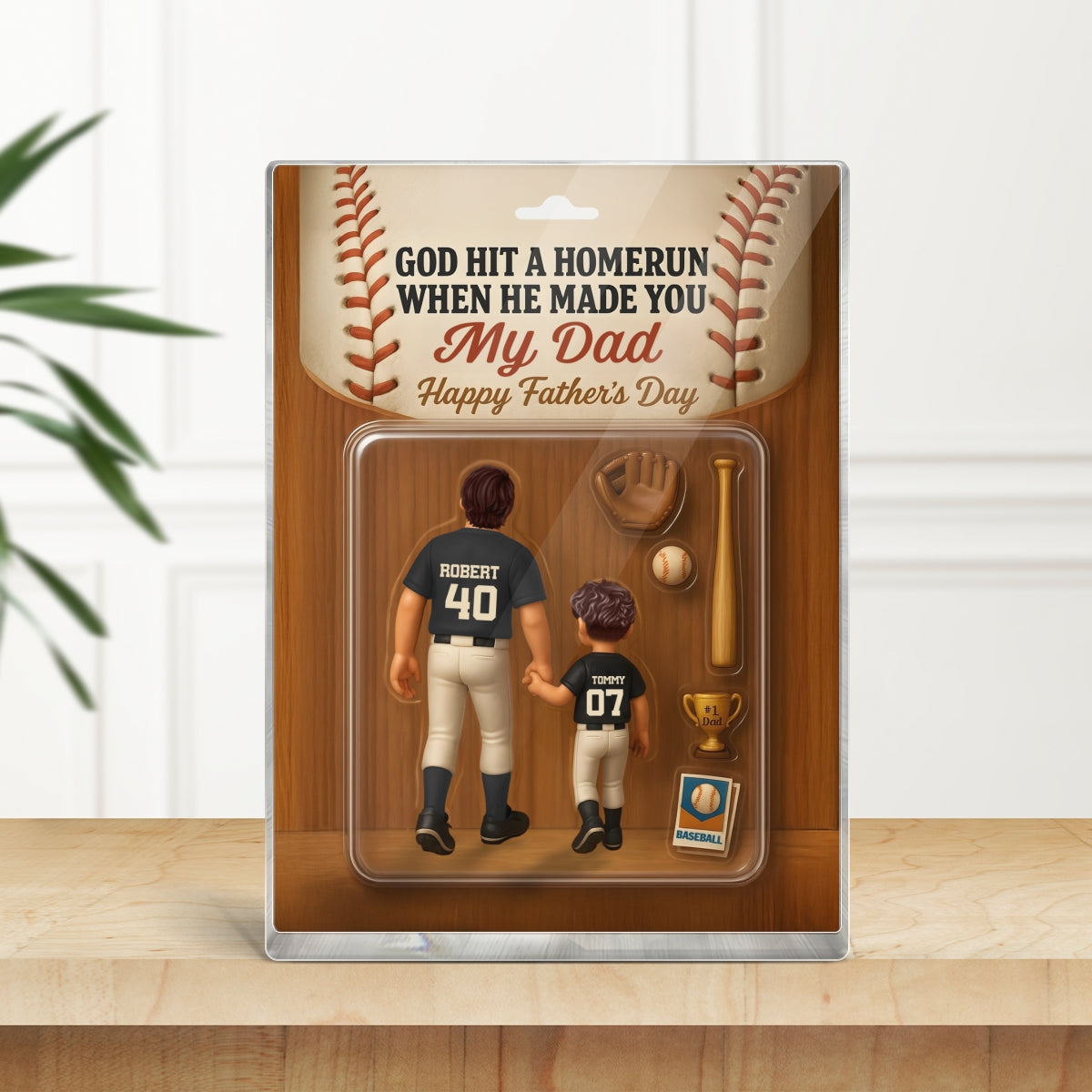 God Hit A Home Run When He Made You Our Dad Custom Action Figure Personalized Acrylic Block Plaque, Gift for Baseball Dad