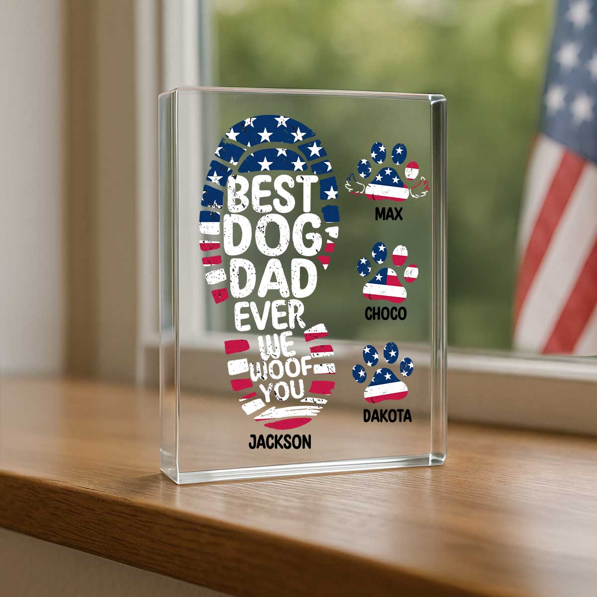 Best Dog Dad Ever We Woof You Personalized Acrylic Block Plaque, Gift for Dog Dads