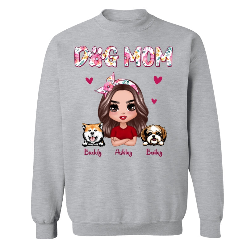 Dog Mom Pink Floral Words Gift For Dog Lovers Personalized Shirt