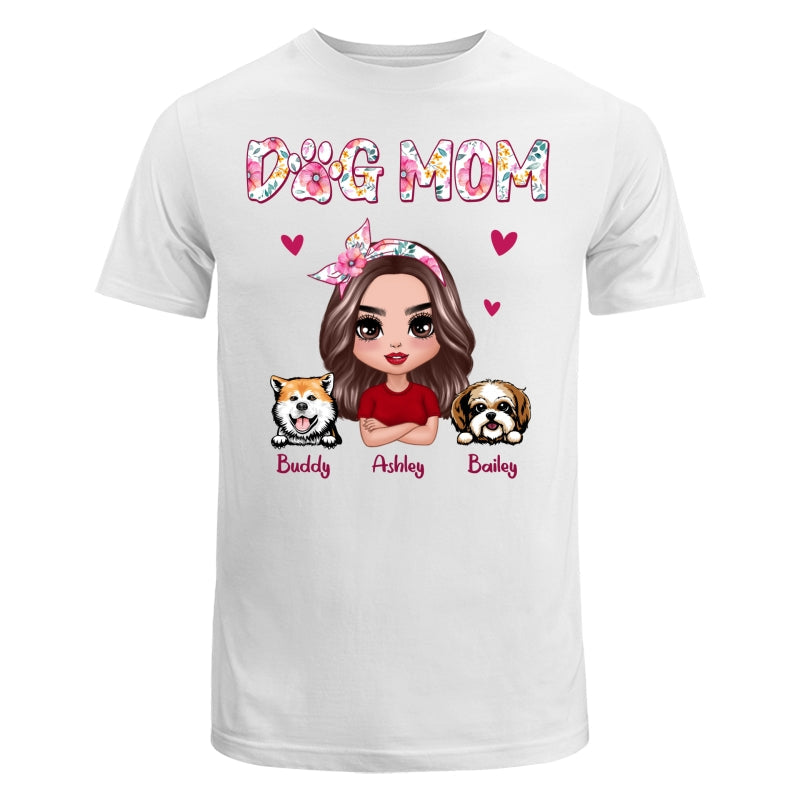 Dog Mom Pink Floral Words Gift For Dog Lovers Personalized Shirt