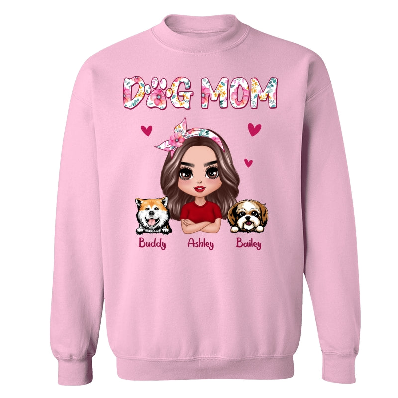 Dog Mom Pink Floral Words Gift For Dog Lovers Personalized Shirt