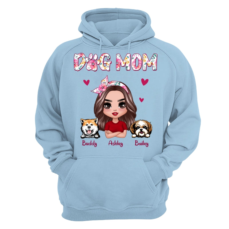 Dog Mom Pink Floral Words Gift For Dog Lovers Personalized Shirt