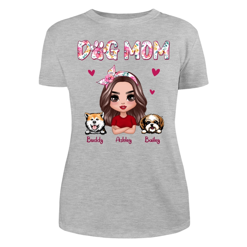 Dog Mom Pink Floral Words Gift For Dog Lovers Personalized Shirt