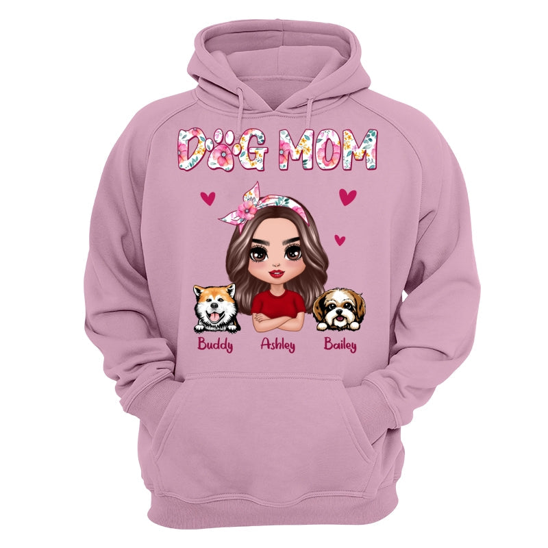 Dog Mom Pink Floral Words Gift For Dog Lovers Personalized Shirt