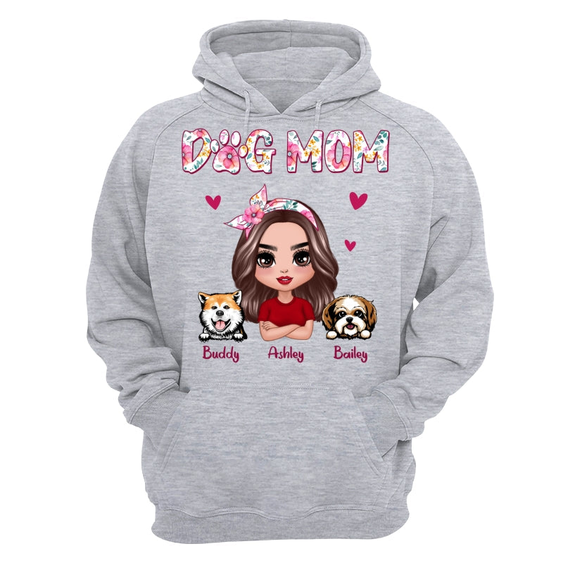 Dog Mom Pink Floral Words Gift For Dog Lovers Personalized Shirt