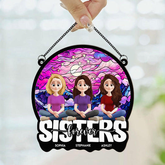 Sisters Bestie Forever New Style - Personalized Window Hanging Suncatcher Ornament