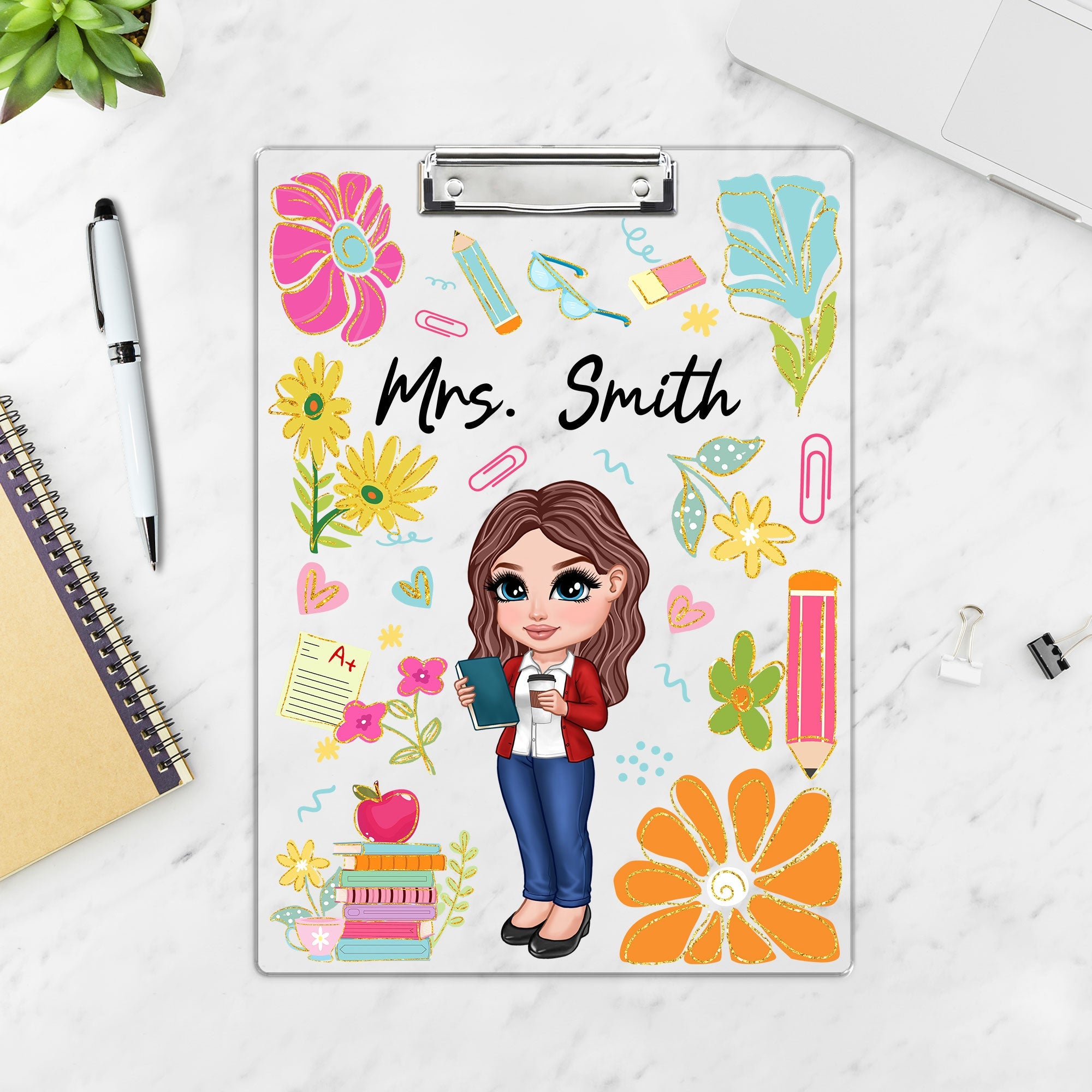 Boho Floral Teacher Personalized Clipboard, Teacher Appreciation Gift, , End Of Year Gift, Back To School Teacher Supplies