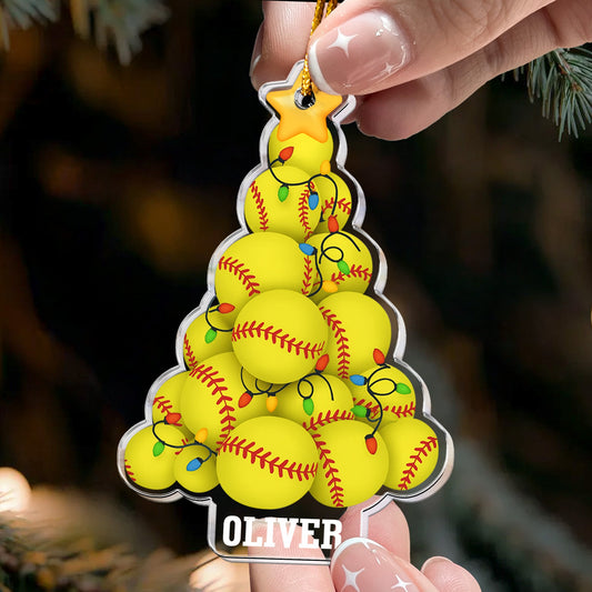 Softball Christmas Tree - Personalized Acrylic Ornament