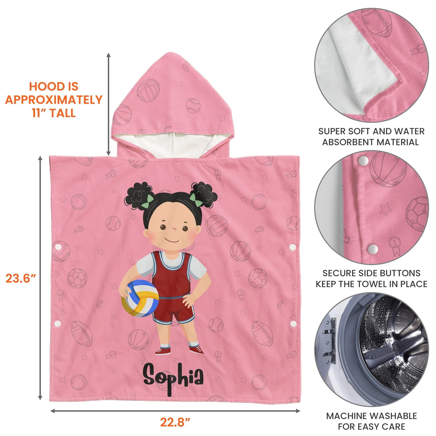 Sport Kids - Personalized Photo Kids Hooded Towel