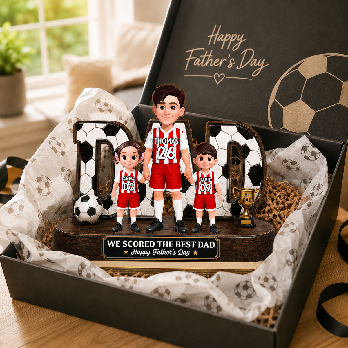 Soccer Dad Legend We Scored The Best Dad - Personalized 2-Layered Wooden Plaque - Gift For Dad, Husband, Soccer Lovers