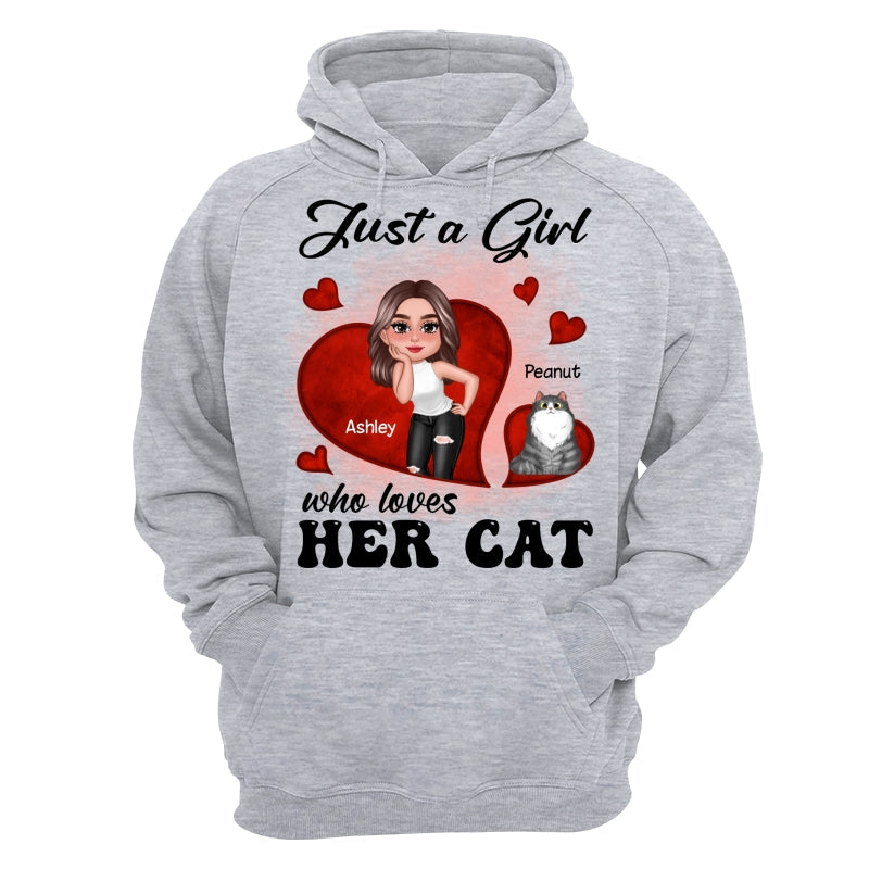 Just A Girl Who Loves Her Cats Red Hearts Personalized Shirt