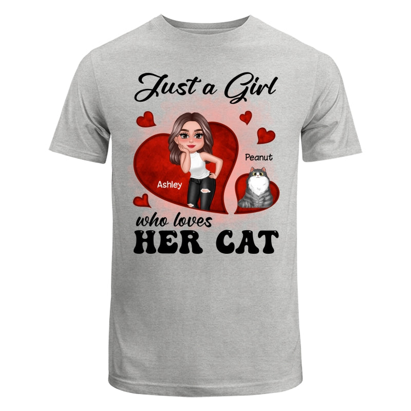 Just A Girl Who Loves Her Cats Red Hearts Personalized Shirt
