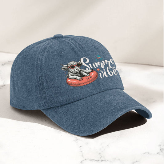 Summer Vibes - Personalized Distressed Denim Cap