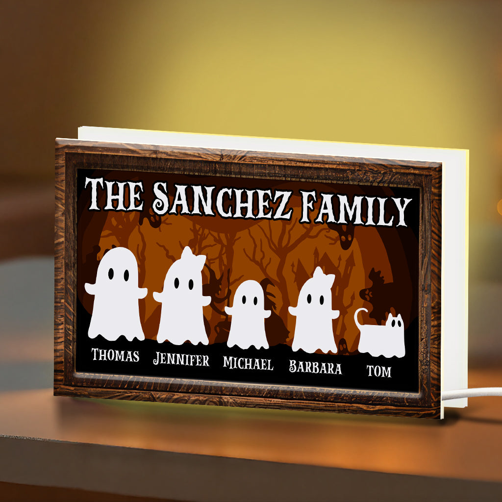 Halloween Ghost Family Tabletop Tiered Tray Decor Personalized LED Light Box