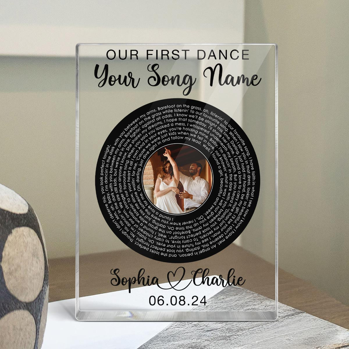 Our Favorite Song Vinyl Record Song Lyrics Art Personalized Rectangle Acrylic Plaque, Anniversary Gift For Him, Gift For Her