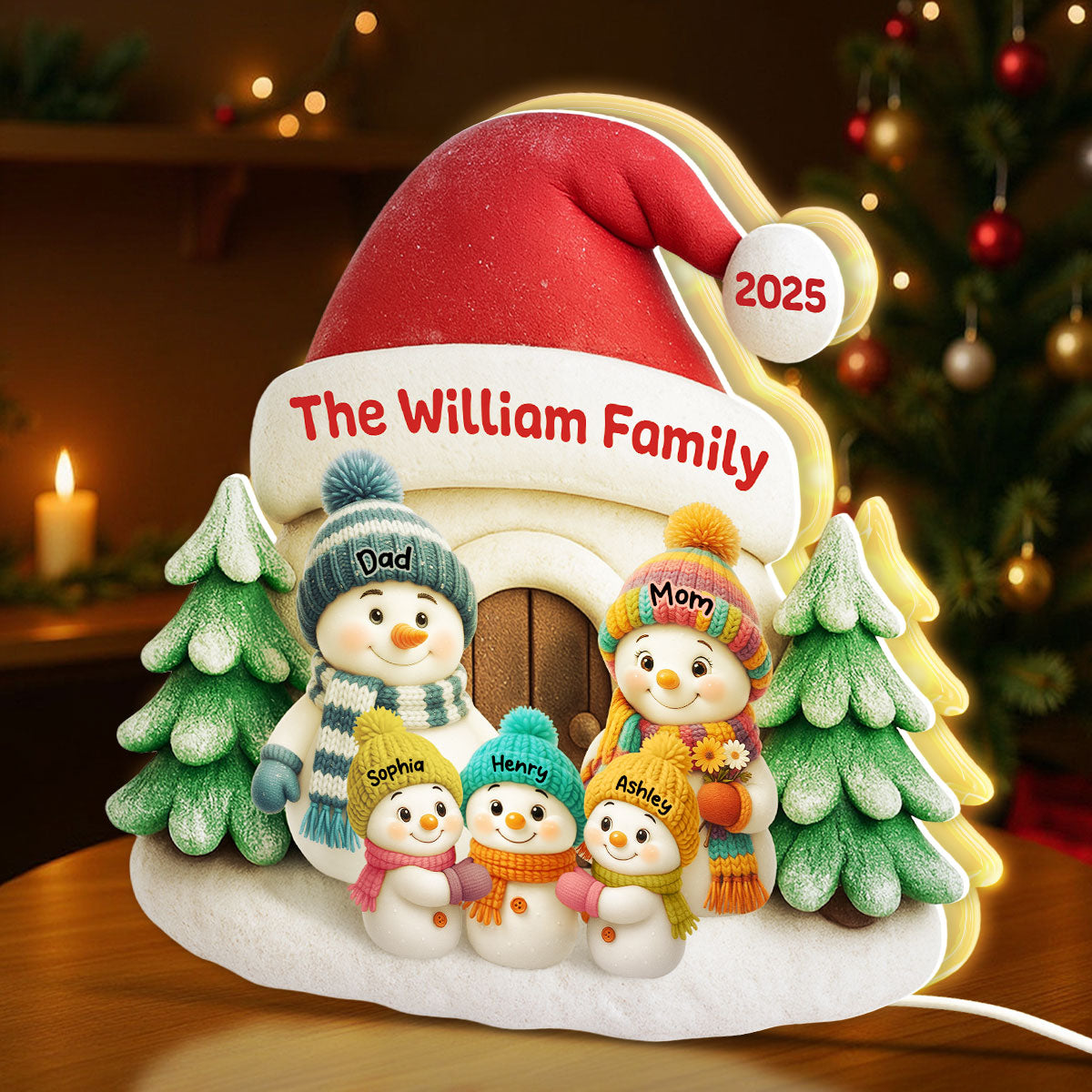 Snow House Family - Personalized Light Box - Festive Christmas Decor, Thoughtful Gift for Loved Ones