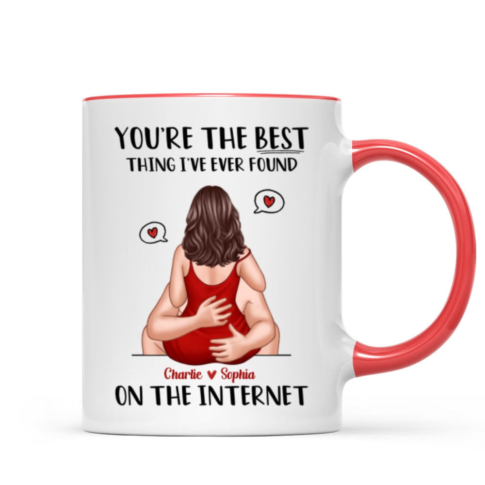 Online Dating Virtual Love Embrace Valentine‘s Couple Personalized Mug