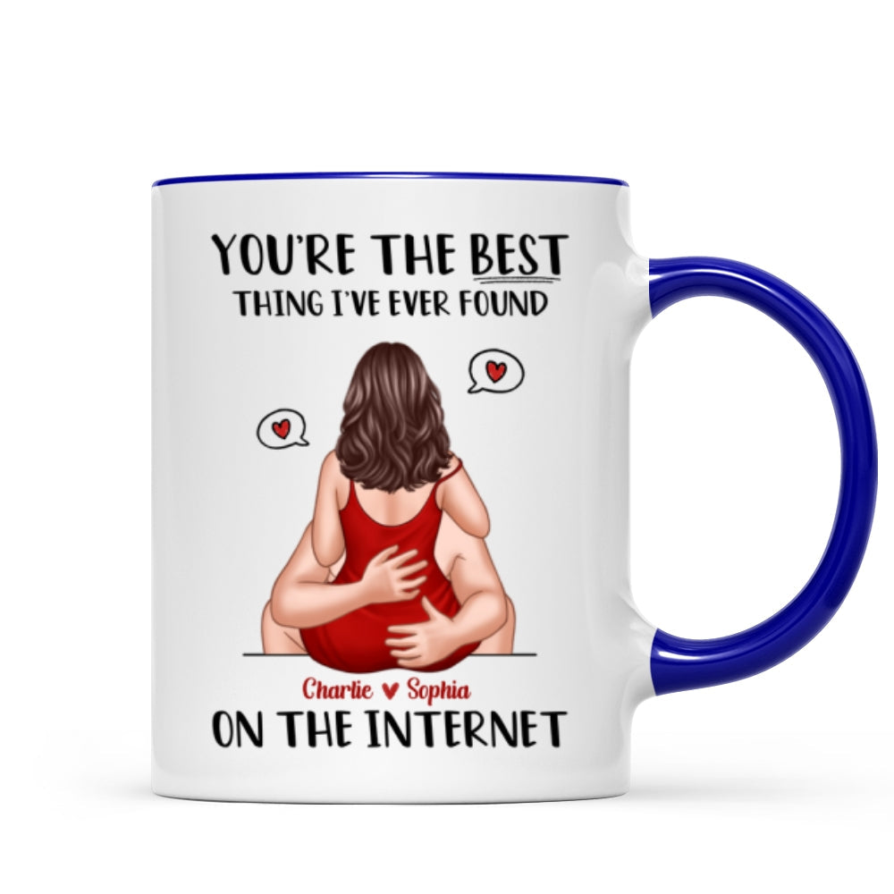Online Dating Virtual Love Embrace Valentine‘s Couple Personalized Mug