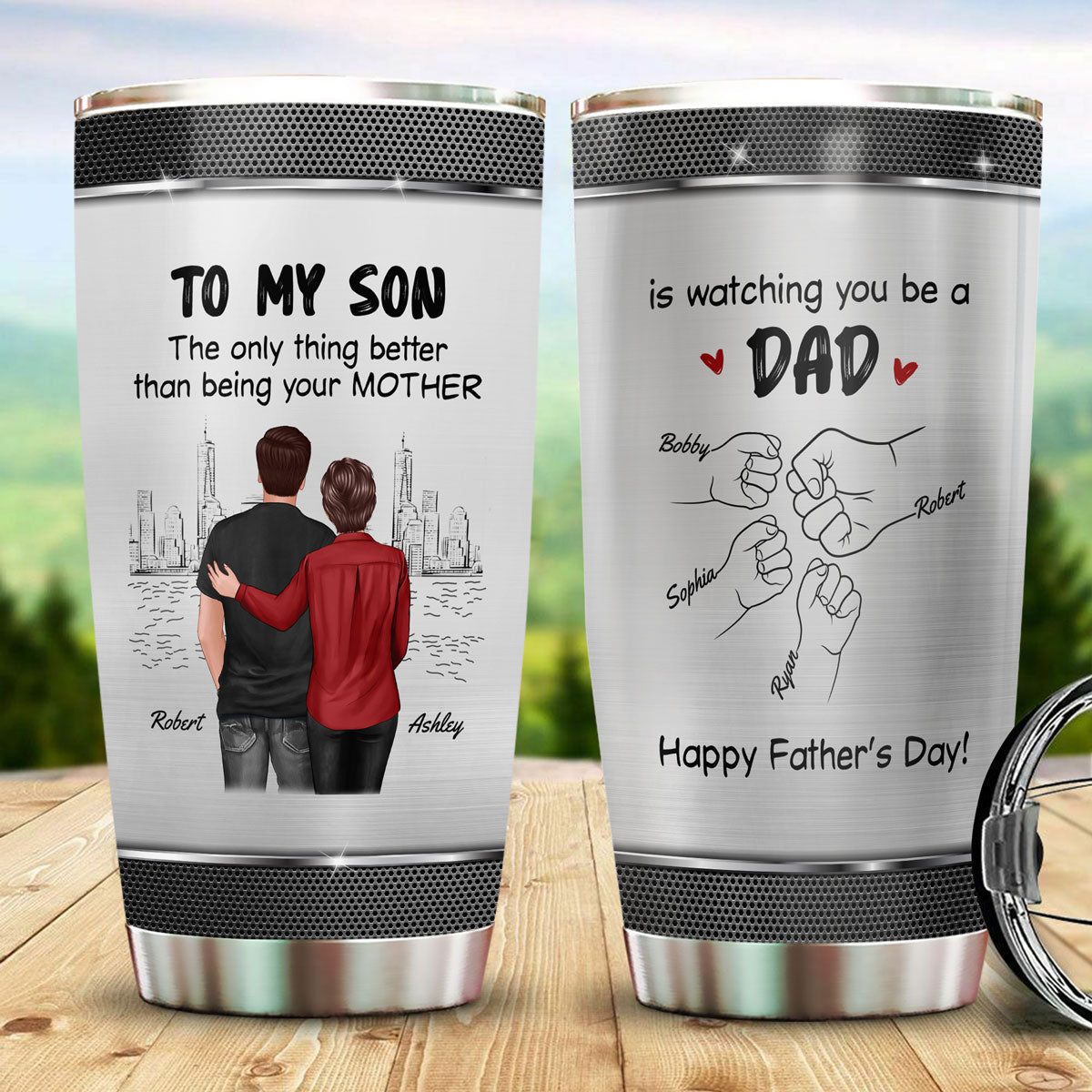 From Mom To Son Watching You Be A Dad Personalized Tumbler, Gift For Son
