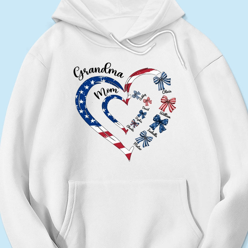 4th Of July First Mom Now Grandma Bow Personalized Shirt, Independence Day