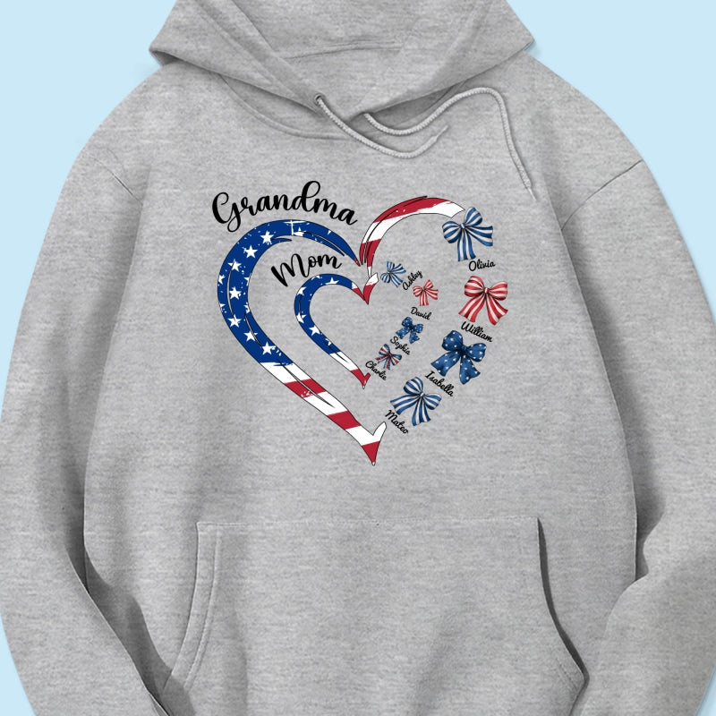 4th Of July First Mom Now Grandma Bow Personalized Shirt, Independence Day