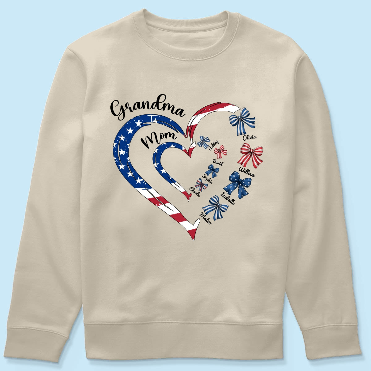 4th Of July First Mom Now Grandma Bow Personalized Shirt, Independence Day