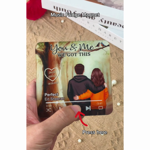 Couple Names Carved On Tree Of Love Personalized Music Fridge Magnet, Heartfelt 2025 Gift For Couple, For Him, For Her, Boyfriend, Girlfriend, Husband, Wife