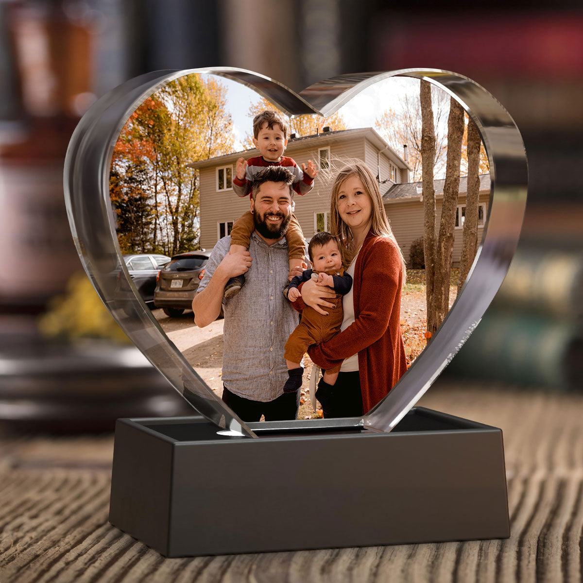 Personalized Photo Print Premium Crystal Heart Led, Created in a Moment, Treasured forever, gift for him, gift for her - Free Shipping included