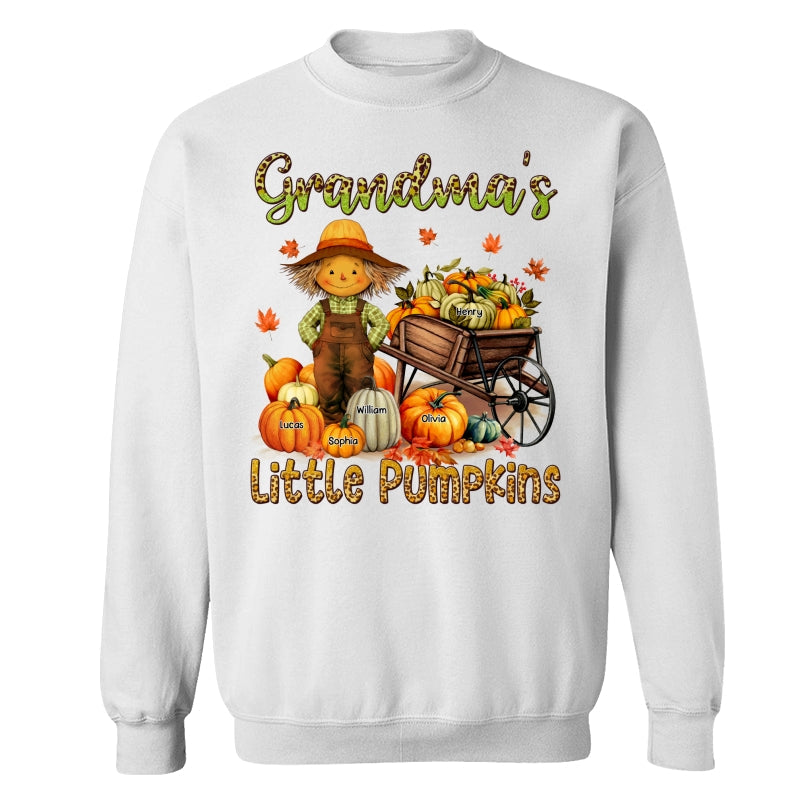 Grandma Mom Little Pumpkin Leopard Scarecrow Personalized Shirt