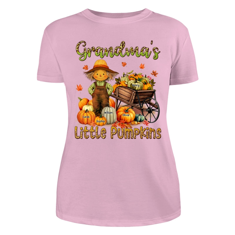 Grandma Mom Little Pumpkin Leopard Scarecrow Personalized Shirt