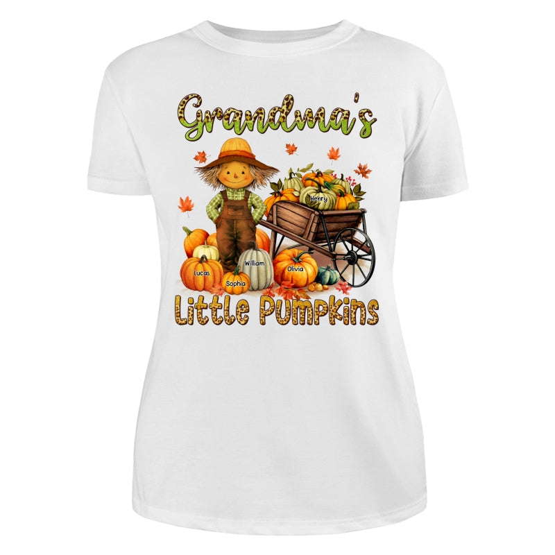 Grandma Mom Little Pumpkin Leopard Scarecrow Personalized Shirt