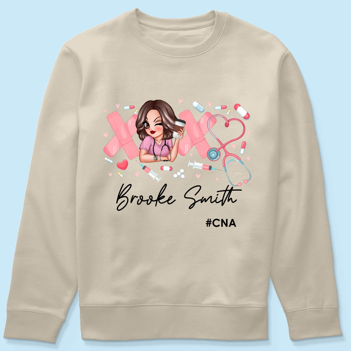 Pink Coquette XOXO Nurse Personalized Shirt, Birthday Gift For Nurse Wife, Girlfriend, Bestie