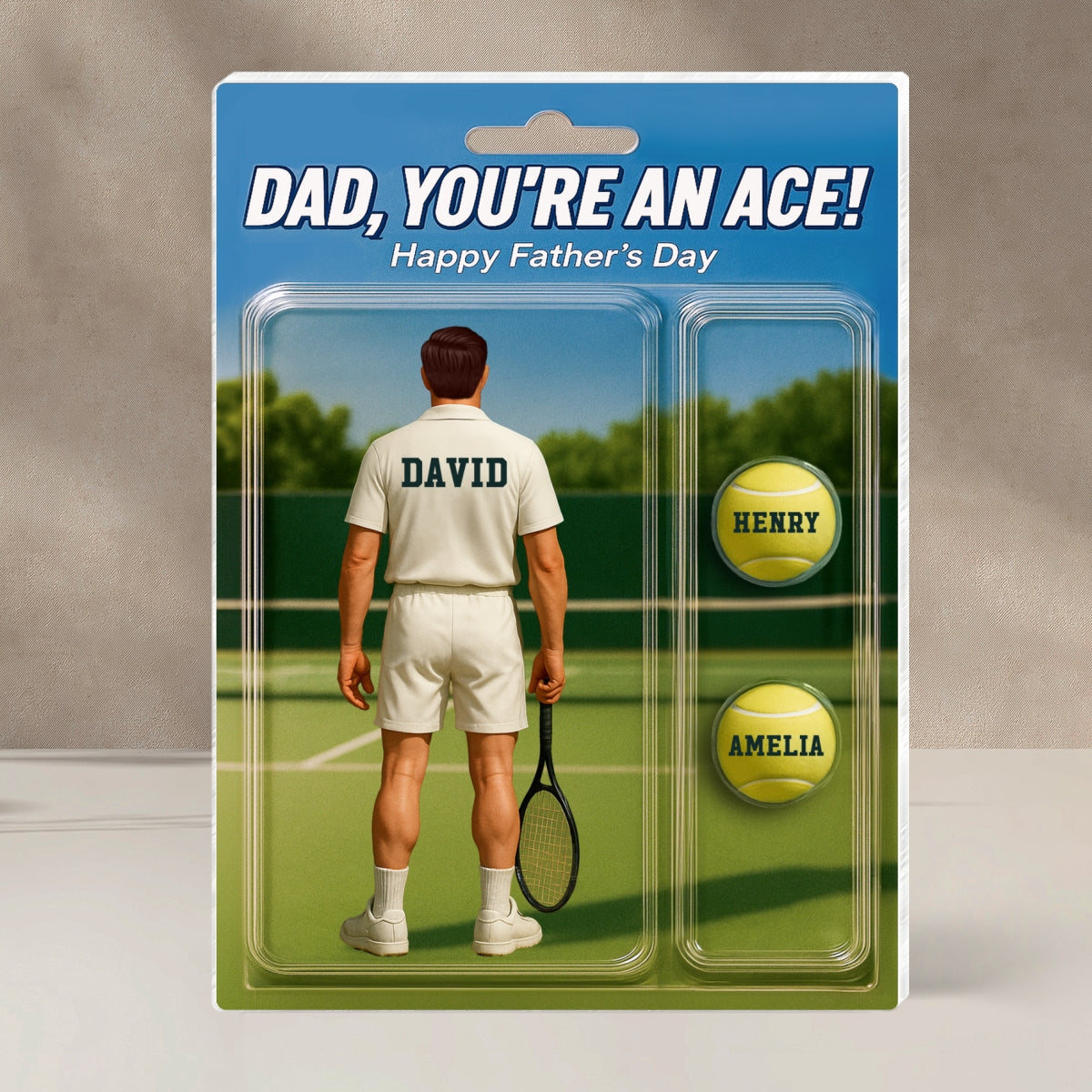 You're An Ace Tennis Dad With Kids' Names Custom Figure Personalized Acrylic Block Plaque, Gift For Him, For Dad