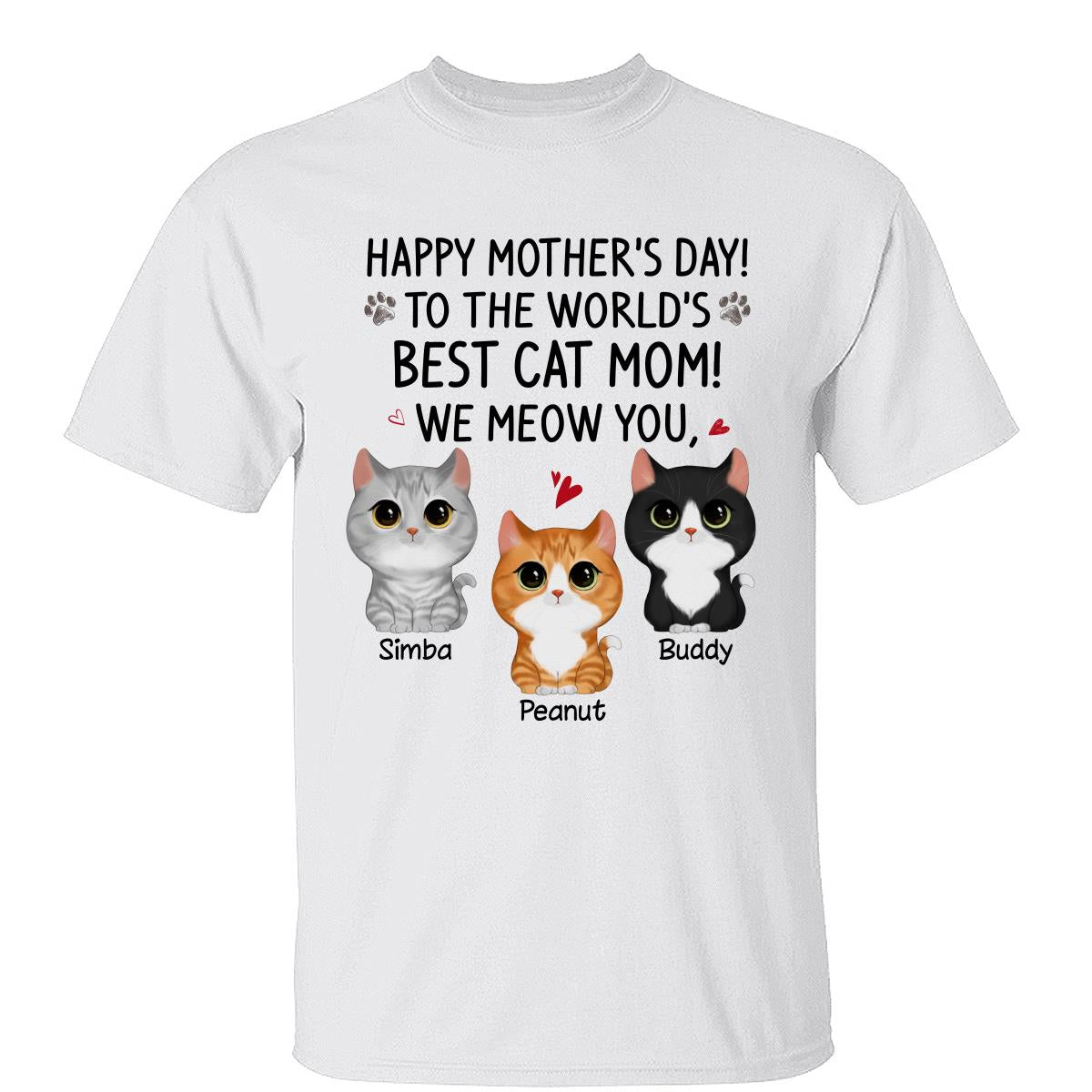 Happy Mother‘s Day Best Cat Mom Watercolor Cute Cats Personalized Shirt