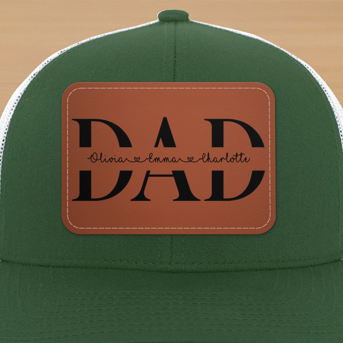 Custom Kids Name Personalized Dad Gift, Leather Patch Hat, Dad and Kids Trucker Hat, Father's Day Gift for Dad, Grandpa