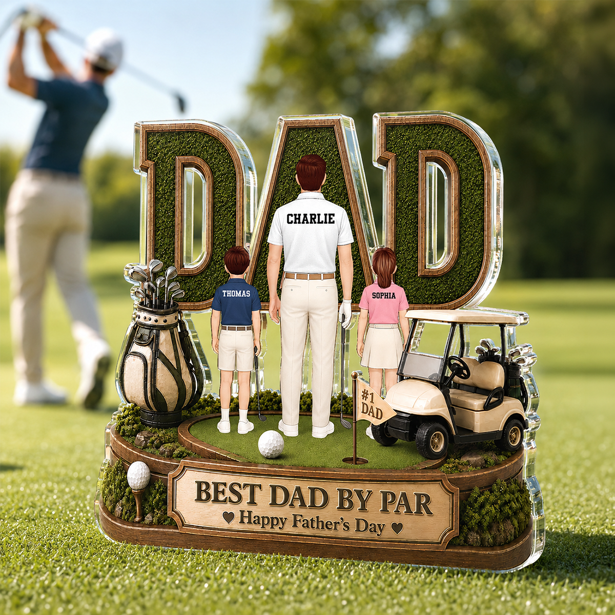 Above Par In Every Way Golfer Dad - Personalized Acrylic Block Plaque - Gift For Dad, Husband