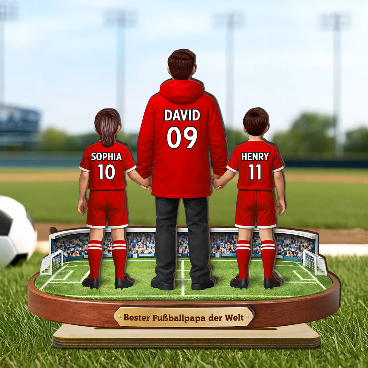 Bester Fuballpapa der Welt - Personalisiertes 2-lagiges Holz-Aufsteller – Vatertagsgeschenk fr Fuballpapas, Geschenk fr Ehemnner