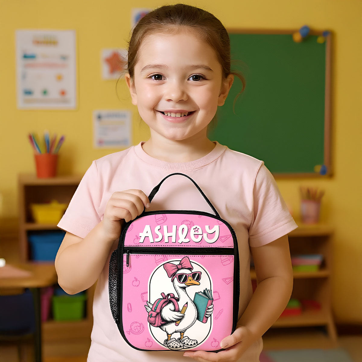 Back to School Goose Personalized Insulated Lunch Bag for Boy Girl