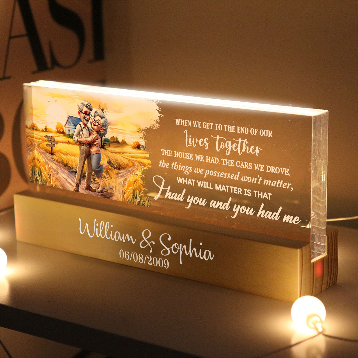 I Had You And You Had Me Happy Old Couple Personalized Acrylic Block LED Night Light, Anniversary For Him, For Her, Husband, Wife