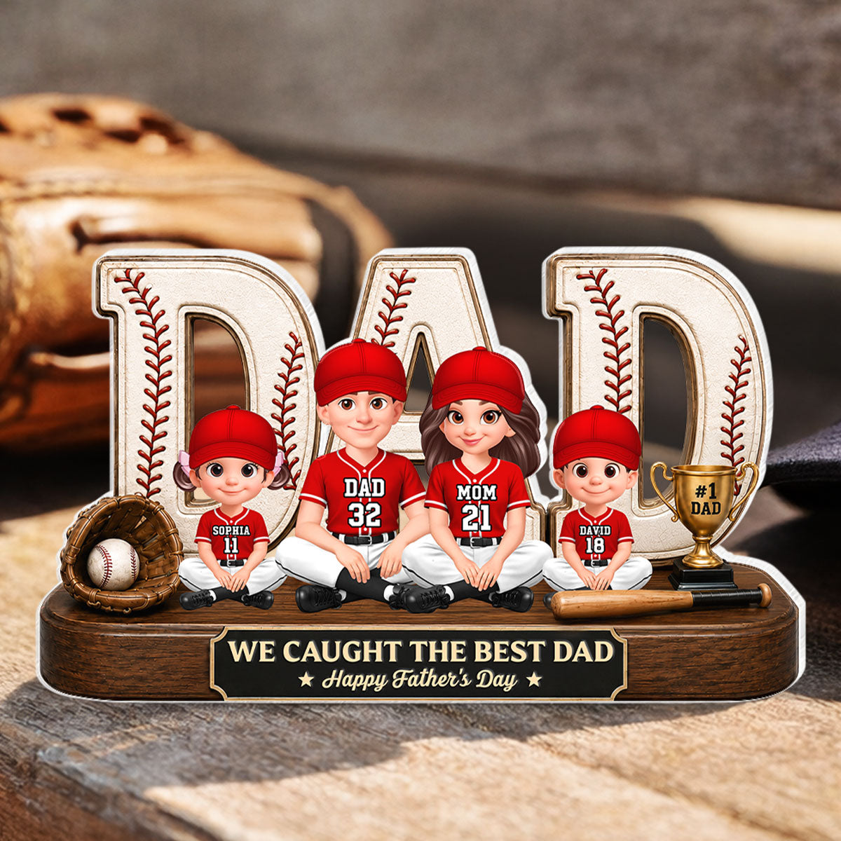 Baseball Legend Daddy's Dream Team - Personalized Acrylic Block Plaque - Gift For Dad