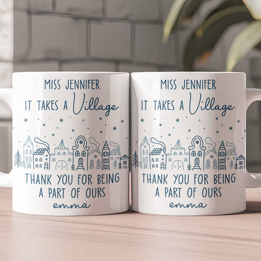 Thank You Exchange Gift For Team, Employee Appreciation It Takes A Village - Personalized Mug