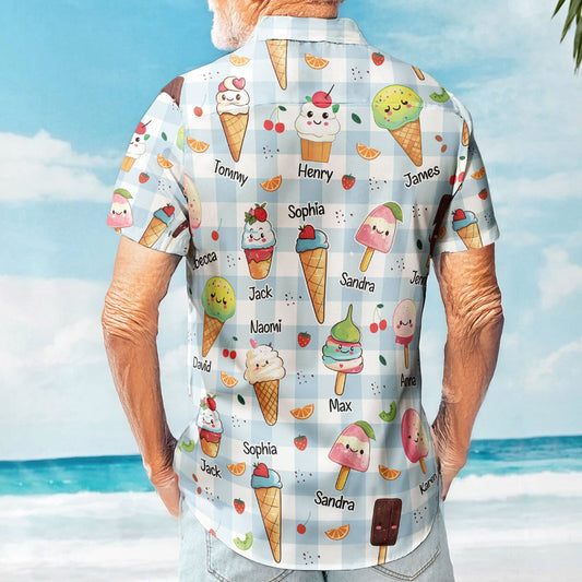 Father's Day Gifts, The Coolest Pop - Custom With Kids' Names - Personalized Hawaiian Shirt