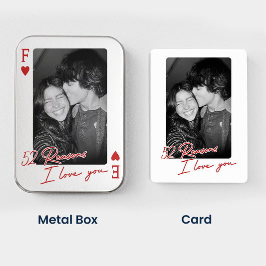 The Perfect Pair How Lucky Are We, Desk Game Night Idea For Couples - Personalized Playing Photo Cards With Metal Box