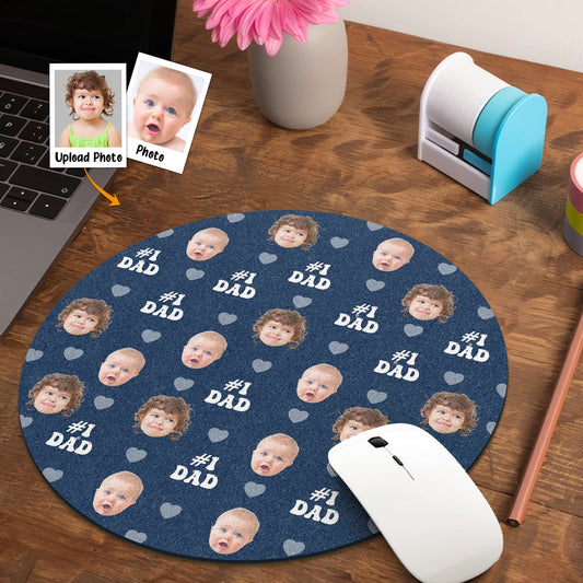 Father's Day Gifts, The #1 Dad Custom Kid Photo - Custom Shape Photo Mouse Pad