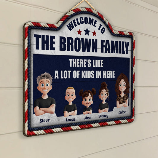 There's Like A Lot Of Kids In Here Faux Pattern 3D Version - Personalized Wood Sign
