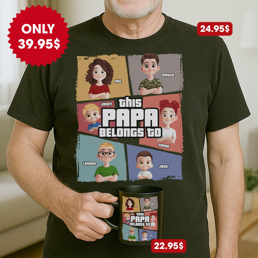 Father's Day Gifts, This Papa Belongs To - Custom Father's Day Gift Set